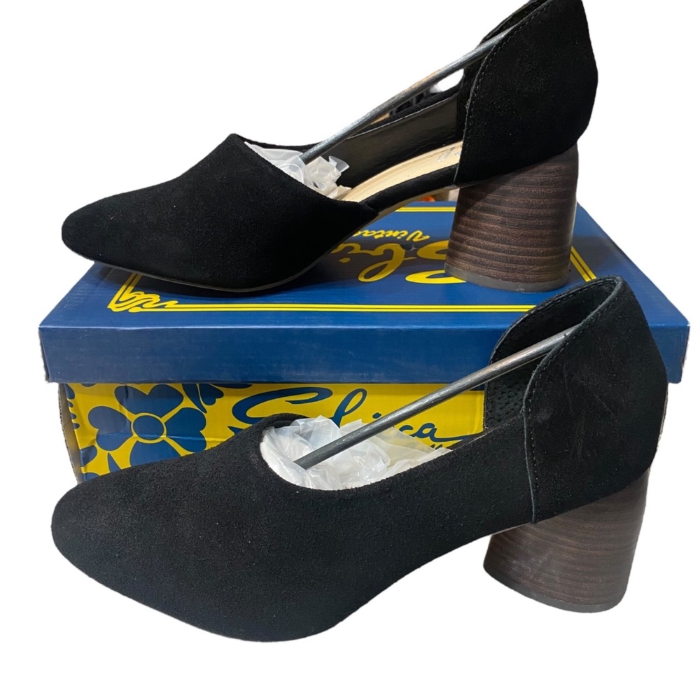 Sbicca Women's 8 Black D'orsay Heels Block Heel Leather Upper Classy New